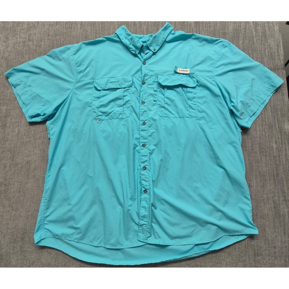 Magellan Laguna Madre teal blue fish gear shirt 4XL moisture wicking relaxed fit